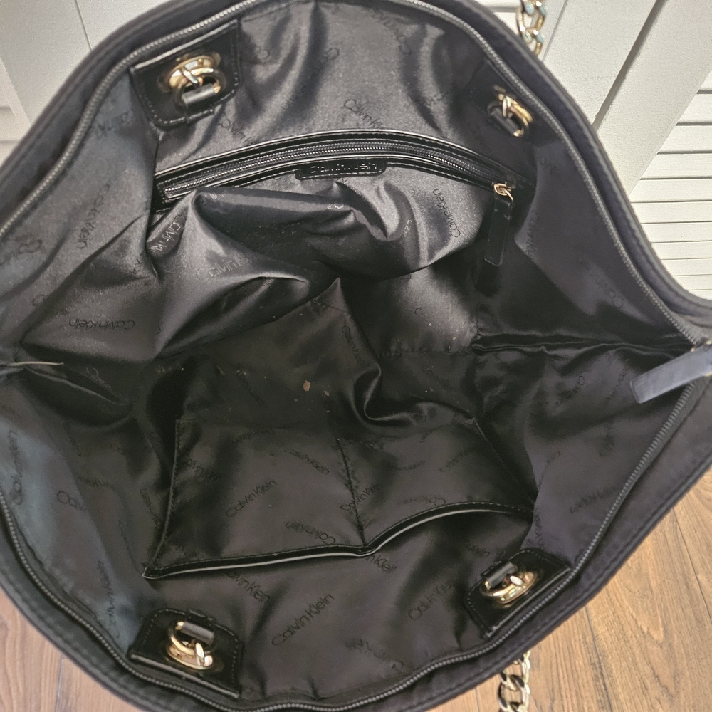 Clavin Klein Black Tote Bag with Gold Accents - Picture 3 of 5